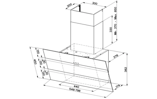 FABER Hotte décorative Steelmax 800 inox et verre noir 5513357