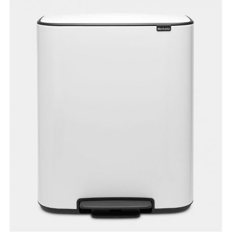 BRABANTIA Poubelle à pédale 2 x 30 L Blanche - Bo 