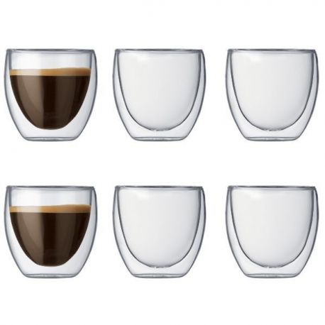 BODUM Lot de 6 verres double paroi 8 cl Pavina