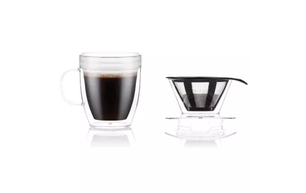 BODUM Set Mug 35 cl double paroi + Filtre à café - Pour Over avis moins cher