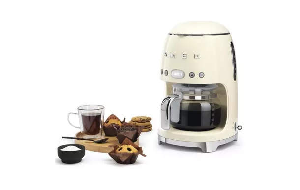 SMEG Cafetière filtre 10 tasses programmable Crème Années 50 - DCF02CREU