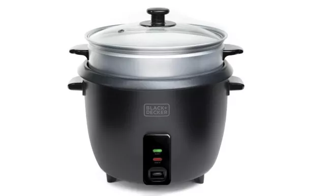BLACK & DECKER CUISEUR A RIZ MULTIFONCTIONS 700W 1,8L COUVERCLE VERRE PANIER AMOVIBLE