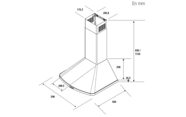 BRANDT Hotte décorative 60 cm inox 600m3/h - AD1046X