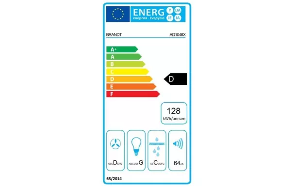 BRANDT Hotte décorative 60 cm inox 600m3/h - AD1046X