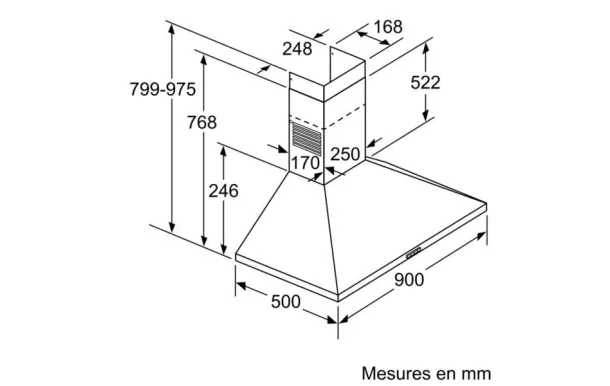 BOSCH Hotte décorative 90 cm inox 360 m3/h - DWP94BC50