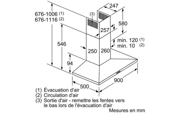 BOSCH Hotte décorative 90 cm inox 610 m3/h - DWQ96DM50