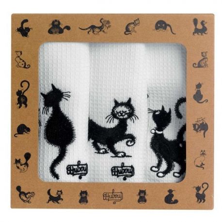 T&B MAISON LOT DE 3 TORCHONS DUBOUT LES CHATS BROD 3702090703