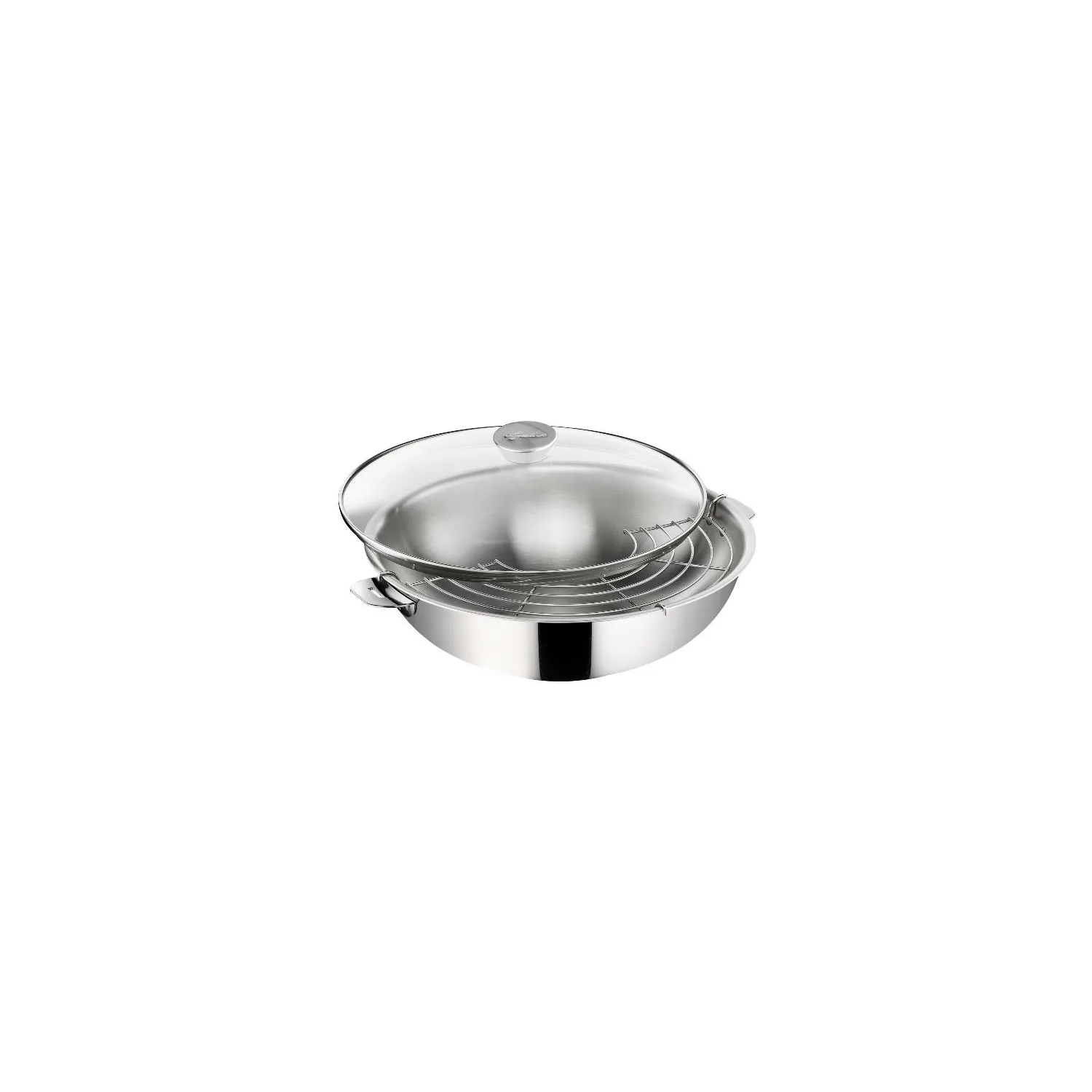 LAGOSTINA Wok 30 cm inox + grille + couvercle Salvaspazio+