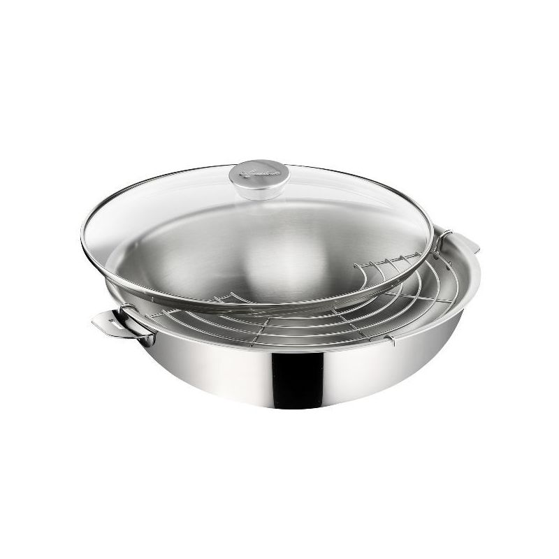 LAGOSTINA Wok 30 cm inox + grille couvercle - Salvaspazio+