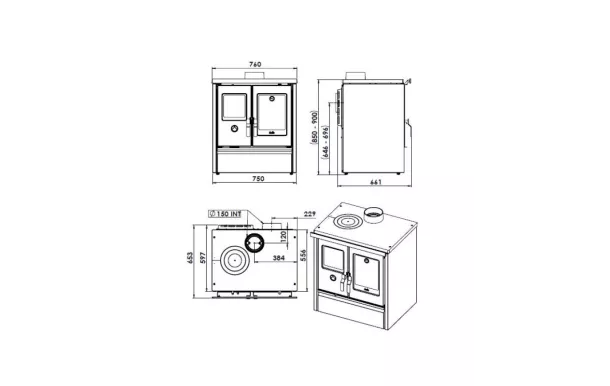 DEVILLE cuisinière bois Melisse 75 bordeaux -  C086AA03