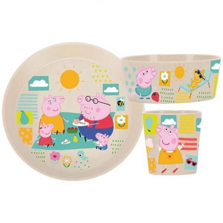 KOZIOL Set 3 pièces vaisselle enfant - Peppa Pig Beige