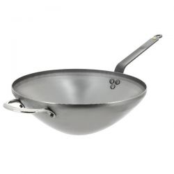 DE BUYER Poêle wok 32 cm + contre-poignée - Mineral B Element 