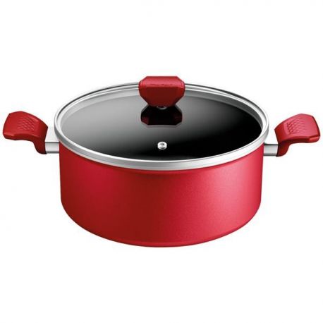 TEFAL DAILY EXPERT Faitout avec couvercle 24CM 5L ROUGE