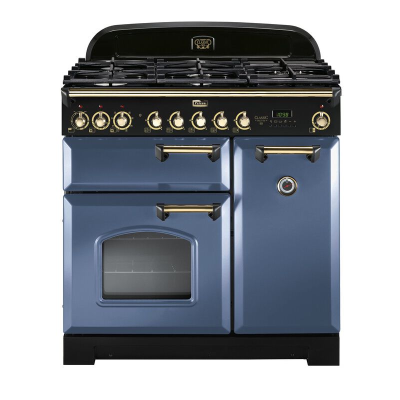 FALCON Cuisinière classic deluxe 90 - Roche bleue/ Laiton CDL90DFSB/B-EU