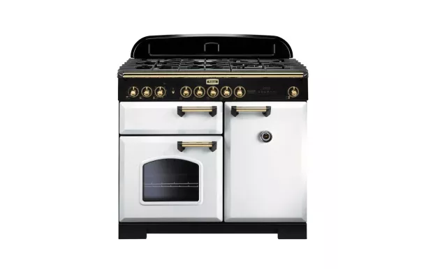 Cuisinière FALCON Classic deluxe 100 Gris Blanc/laiton - CDL100DFWH/B-EU