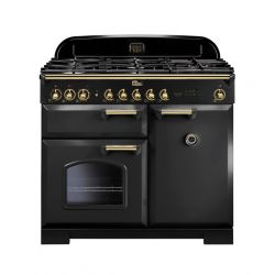 Cuisinière FALCON Classic deluxe 100 Charbon Mat satiné/laiton - CDL100DFCB/B-EU