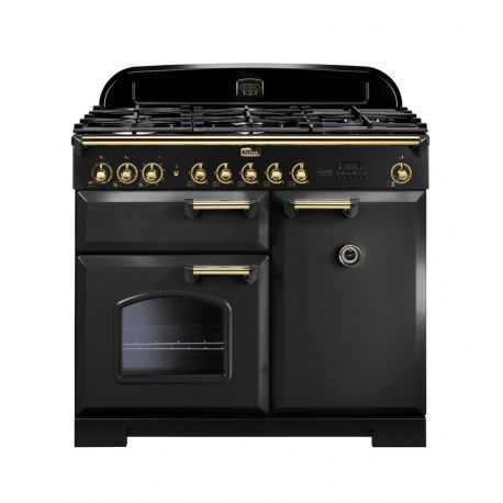 Cuisinière FALCON Classic deluxe 100 Charbon Mat satiné/laiton - CDL100DFCB/B-EU