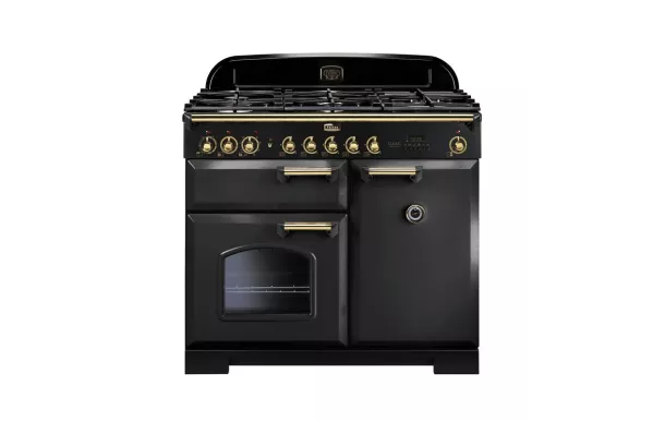 Cuisinière FALCON Classic deluxe 100 Charbon Mat satiné/laiton - CDL100DFCB/B-EU