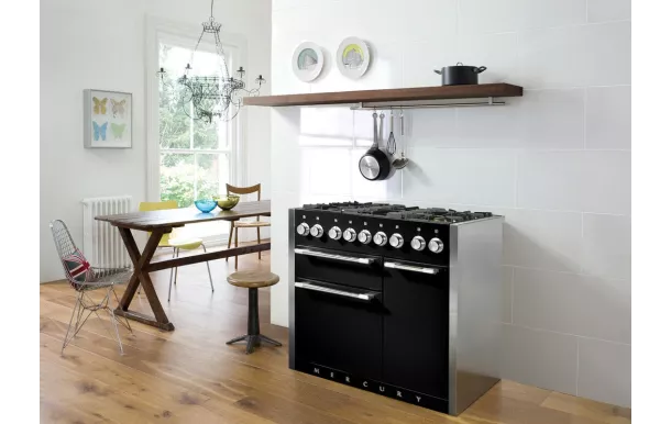 Cuisinière FALCON MERCURY 1000 Mixte Noir Brillant /Inox poli- MCY1000DFGB/-EU