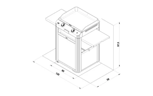 ENO Chariot inox pour plancha Fusion 60 - 58028201880P 