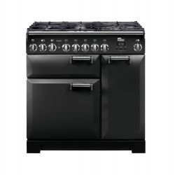 FALCON - Piano de cuisson LECKFORD DELUXE 90 Mixte Noir/Chrome - LKD90DFBL/C-EU