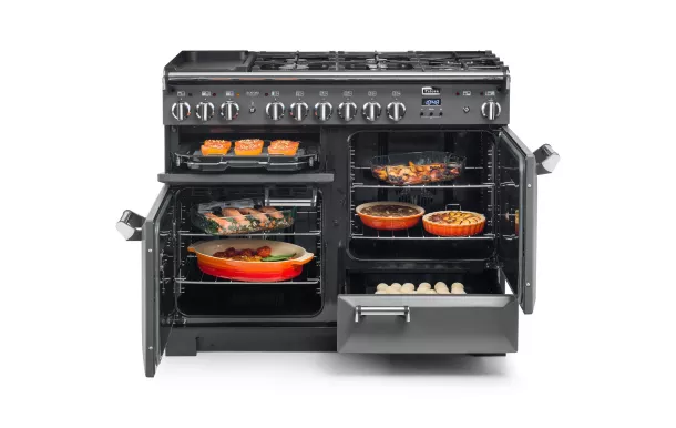 FALCON - Piano de cuisson LECKFORD DELUXE 90 Mixte Noir/Chrome - LKD90DFBL/C-EU