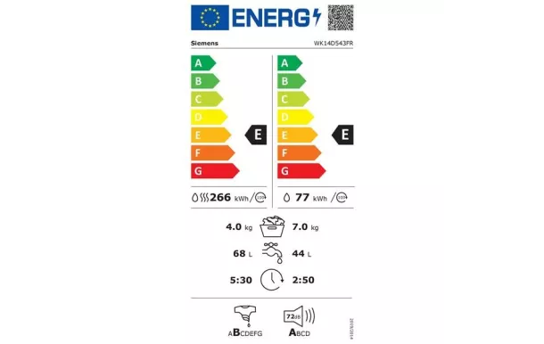 SIEMENS Lave-linge séchant Tout-intégrable 7/4 kg essorage 1400 tr/mn - WK14D543FR