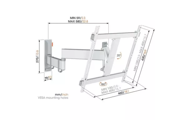 VOGEL'S Support mural inclinable / orientable - TVM3445W