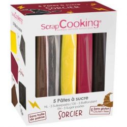 SCRAPCOOKING Boîte de 5 pâtes à sucre de 5 couleurs - Sorcier