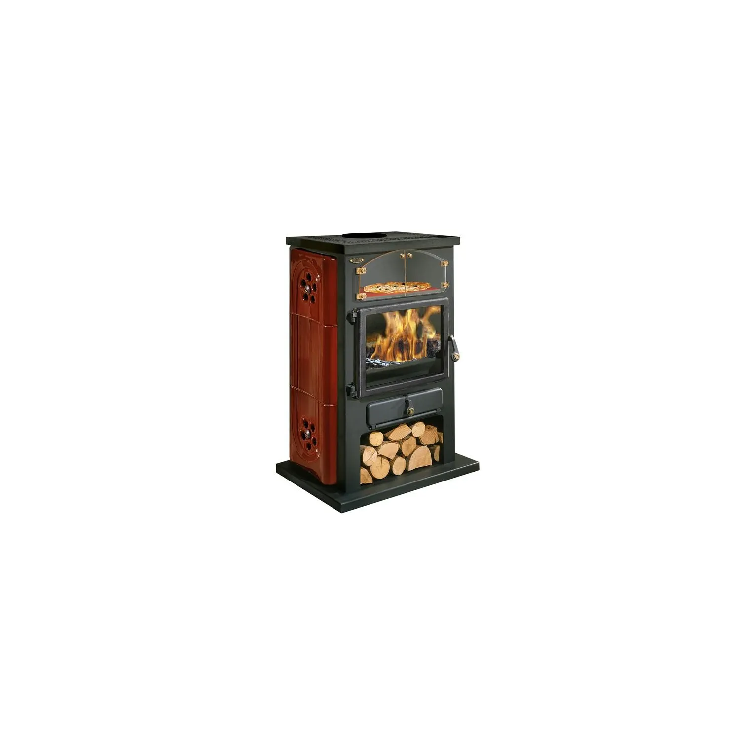 GODIN Poêle à bois vintage Chamonix 12 Kw 350104KBORDBRILL