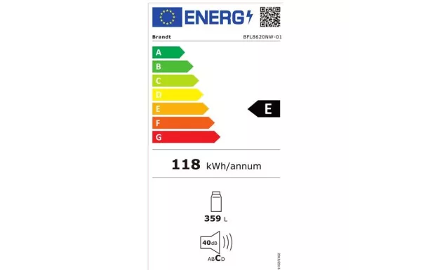 BRANDT Réfrigérateur 1 porte Tout utile 359 litres - BFL8620NW