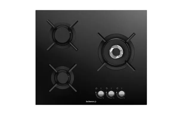 DE DIETRICH Table de cuisson 3 foyers gaz verre trempé noir - DPG3501B