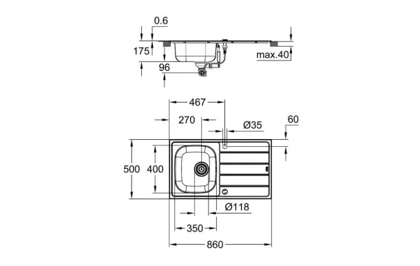 GROHE Pack évier + mitigeur encastrable 31562SD1