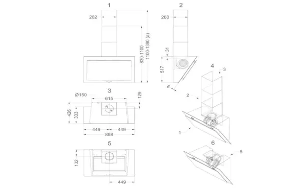 NOVY Hotte décorative murale 90 cm noire 808 m3/h - D7830