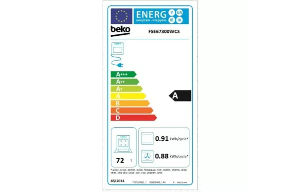 BEKO Cuisinière vitrocéramique 60 cm - FSE67300WCS