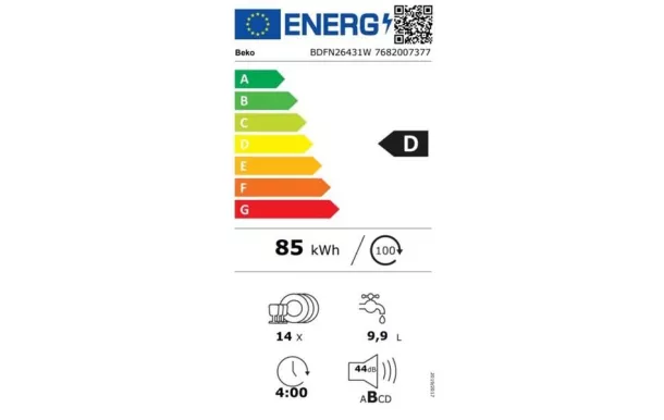 BEKO Lave-vaisselle largeur 60 cm 14 couverts 44 dB - BDFN26431W