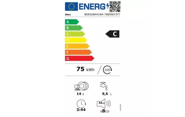 BEKO Lave-vaisselle 60 cm 14 couverts 44 dB - BDEN38441WA