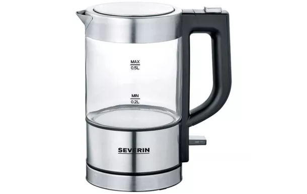 SEVERIN BOUILLOIRE VERRE 0,5L 1100W INOX NOIR 3472