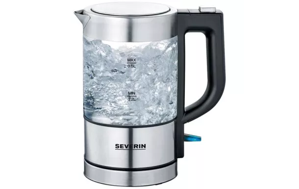 SEVERIN BOUILLOIRE VERRE 0,5L 1100W INOX NOIR 3472