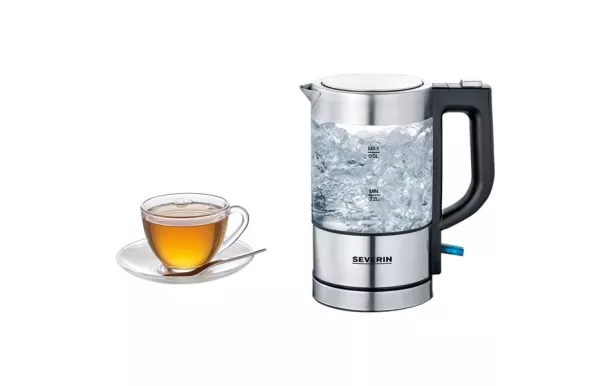 SEVERIN BOUILLOIRE VERRE 0,5L 1100W INOX NOIR 3472