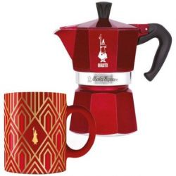 BIALETTI MOKA EXPRESS 3 CUPS RED + 1 MUG DÉCO GLAM 0009901