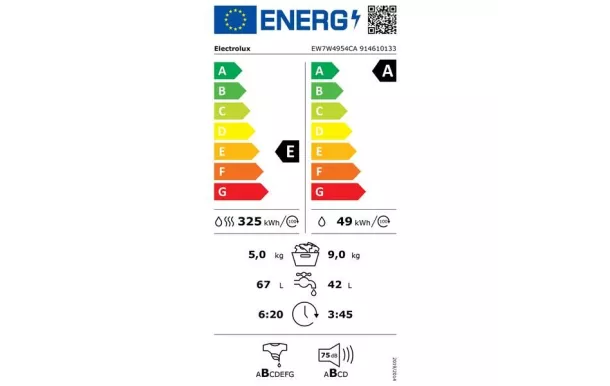 ELECTROLUX Lave-linge séchant 60 cm 9/5 kg essorage 1400 tr/mn - EW7W4954CA