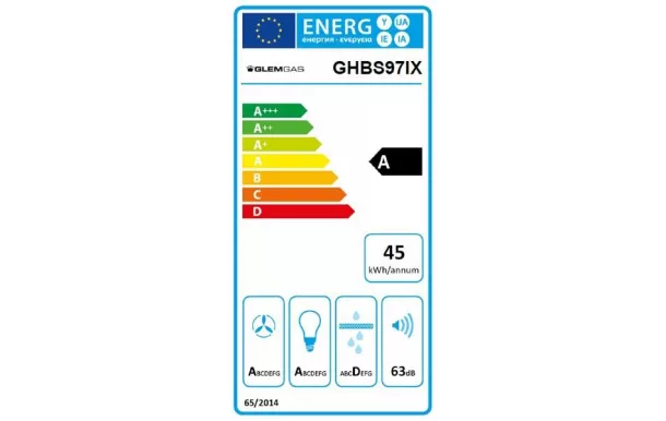 GLEM Hotte décorative murale 90 cm débit 679 m3/h - GHBS97IX