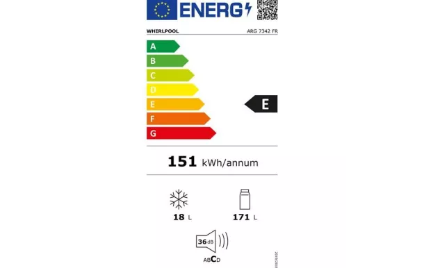 WHIRLPOOL Réfrigérateur intégrable 1 porte  189 l 4 étoiles - ARG7342FR